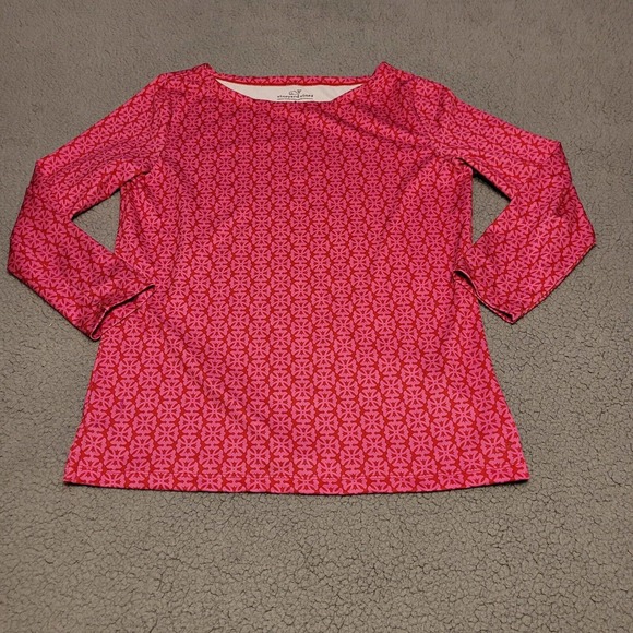 Vineyard Vines Tops - Vineyard Vines Shirt Womens Small Pink Long Sleeve Polyester Spandex Boat Neck